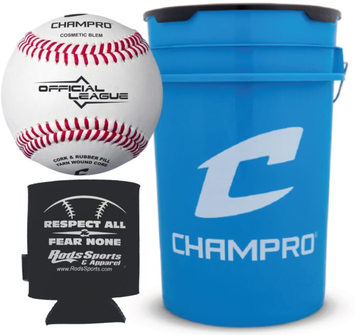 CHAMPRO 6-Gallon Blue Bucket of 30 CBB-200D - Full Grain Leather Cover with Cosmetic Blem