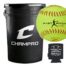 CHAMPRO CSB65 Durahide Cover 12" Practice Softballs in a Black Bucket