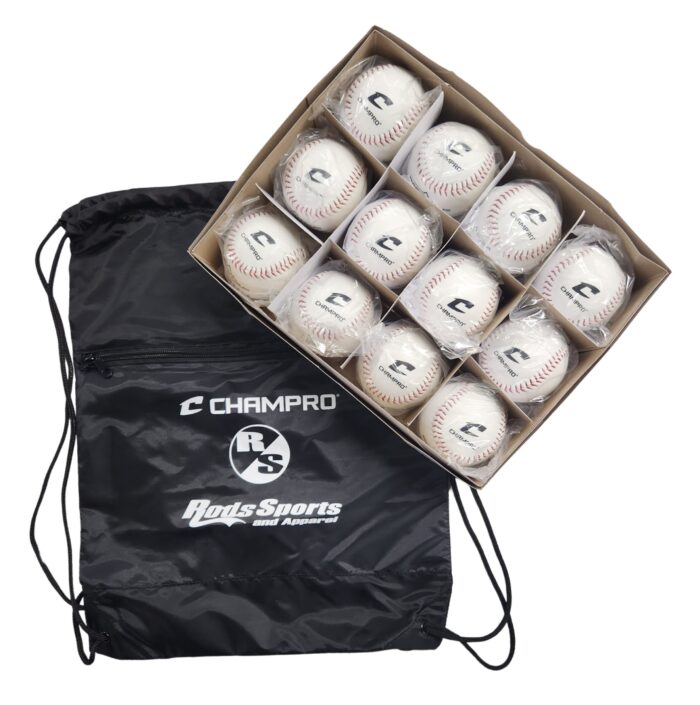 CHAMPRO CBB-90 Durahide Cover Baseballs and Sackpack – 12 Balls and One Drawstring Backpack Included - Image 2